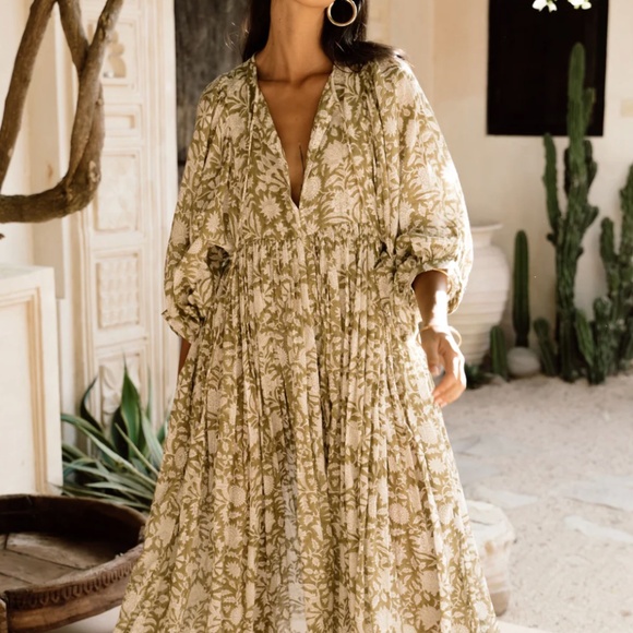 [SOLD OUT] Kyra Midi Dress ~ Olive M / Daughters Of India - NWT - Picture 4 of 7